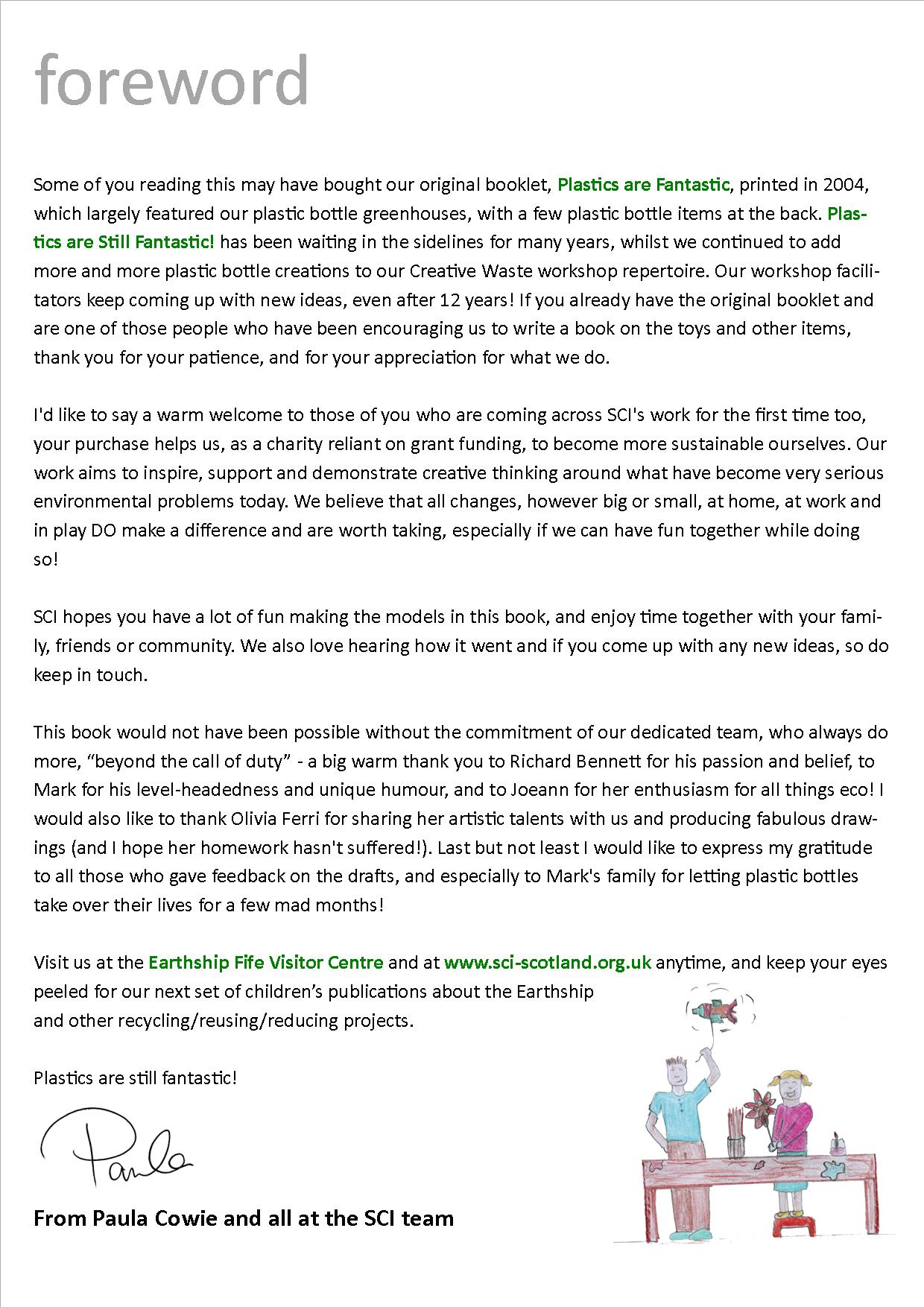 Scan of the "Plastics are (still) Fantastic!" foreword page