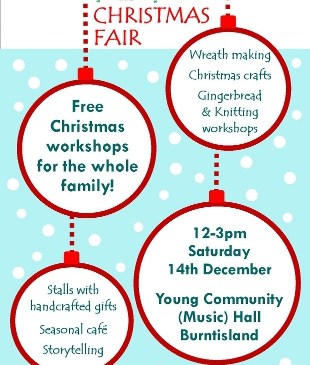 Poster promoting SCI's Christmas Fair (2013).