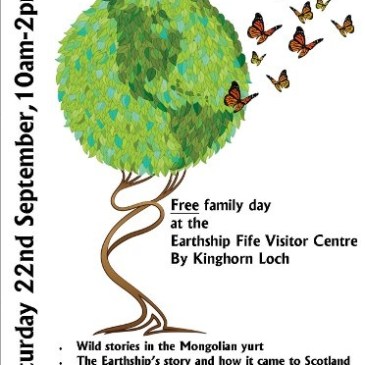 Poster for the 'Day of Stories' family day at The Eartship Fife Visitor Centre (2012).
