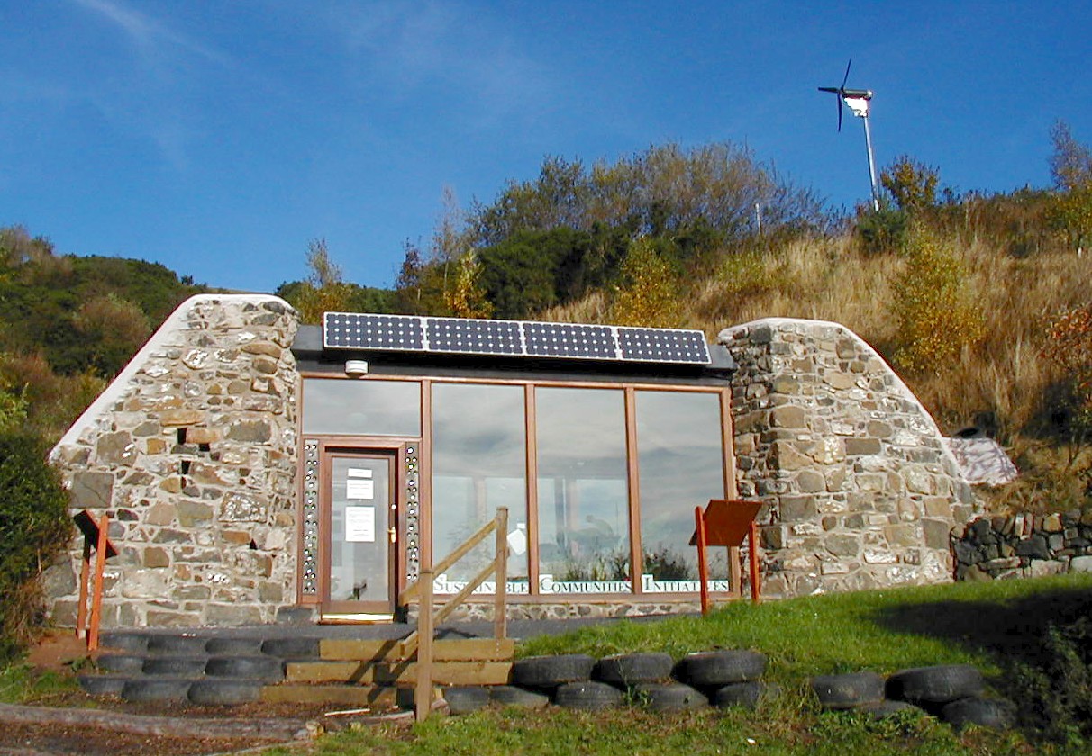 Exterior photograph of Earthship Fife